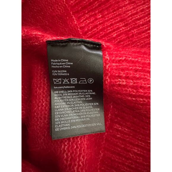 NWT H&M mohair-blend fine-knit sweater Women’s Medium Red - Picture 8 of 8